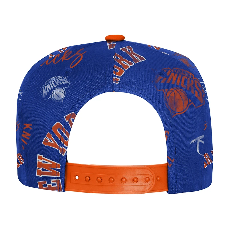 Youth Outerstuff  Blue New York Knicks Street Hooper Allover Print Snapback Hat