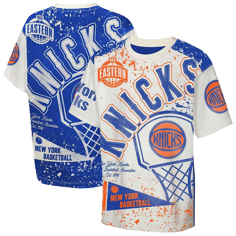 Youth Outerstuff Cream New York Knicks Top Player All-Over-Print T-Shirt