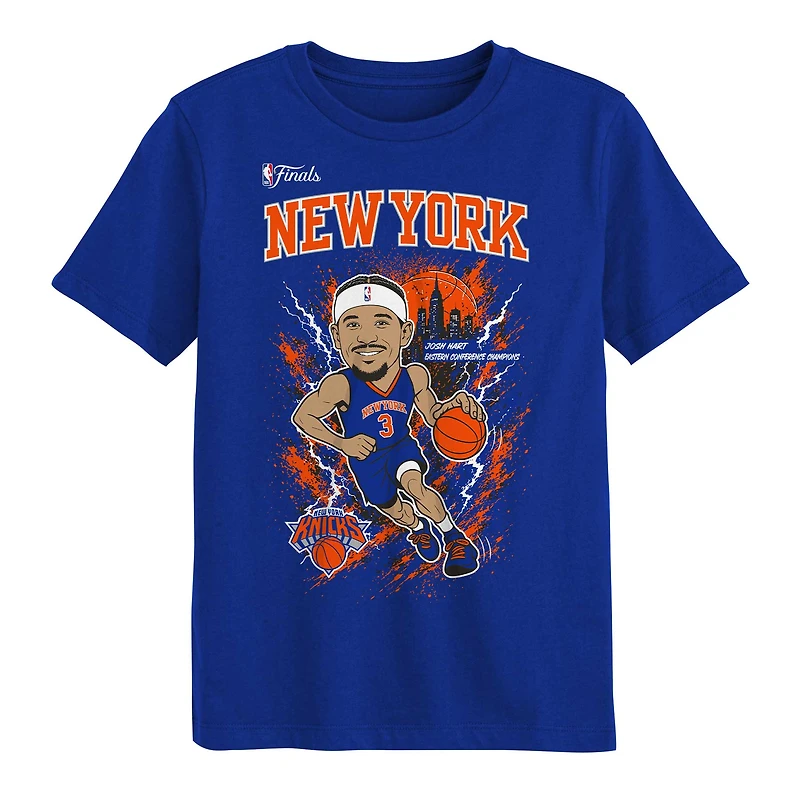 T-shirt bleu Josh Hart des Knicks de New York, joueur finales NBA 2026, pour jeunes la marque Outerstuff.