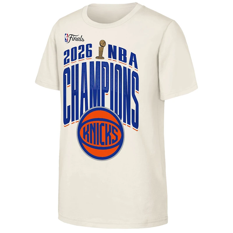 Youth Outerstuff Natural New York Knicks 2026 NBA Finals Champions Bold Teamwork T-Shirt