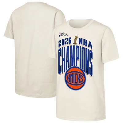 Youth Outerstuff Natural New York Knicks 2026 NBA Finals Champions Bold Teamwork T-Shirt