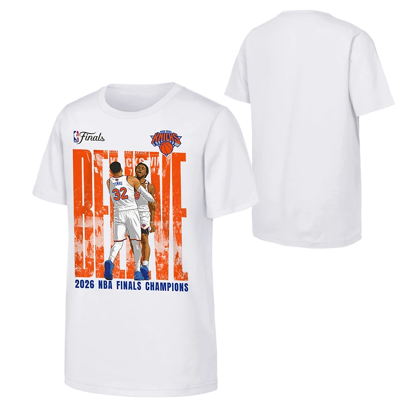 Youth Outerstuff OG Anunoby & Karl-Anthony Towns White New York Knicks 2026 NBA Finals Champions Believe T-Shirt