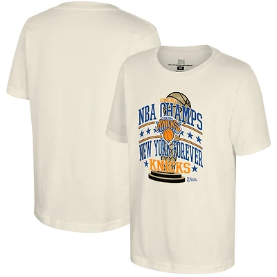 Youth Stadium Essentials Natural New York Knicks 2026 NBA Finals Champions No Regrets T-Shirt
