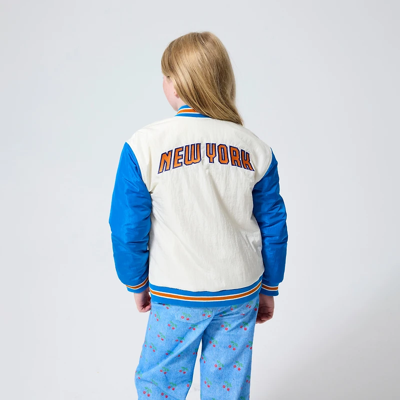 Youth Terez Cream New York Knicks Full-Snap Bomber Jacket