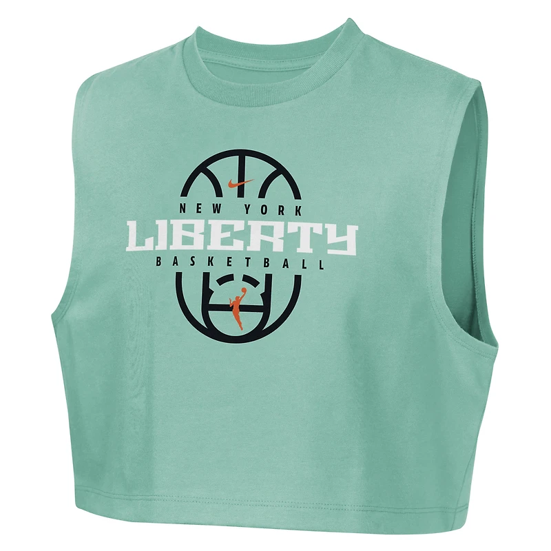 Girls Youth Nike Mint New York Liberty 2026 Authentic Practice Sleeveless Cropped T-Shirt
