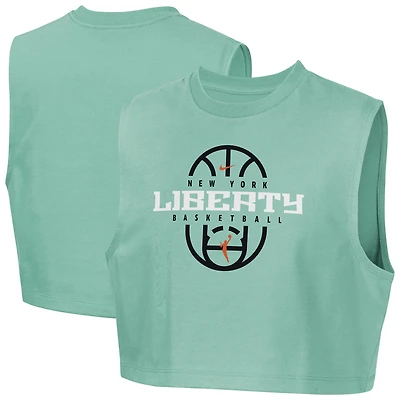 Girls Youth Nike Mint New York Liberty 2026 Authentic Practice Sleeveless Cropped T-Shirt