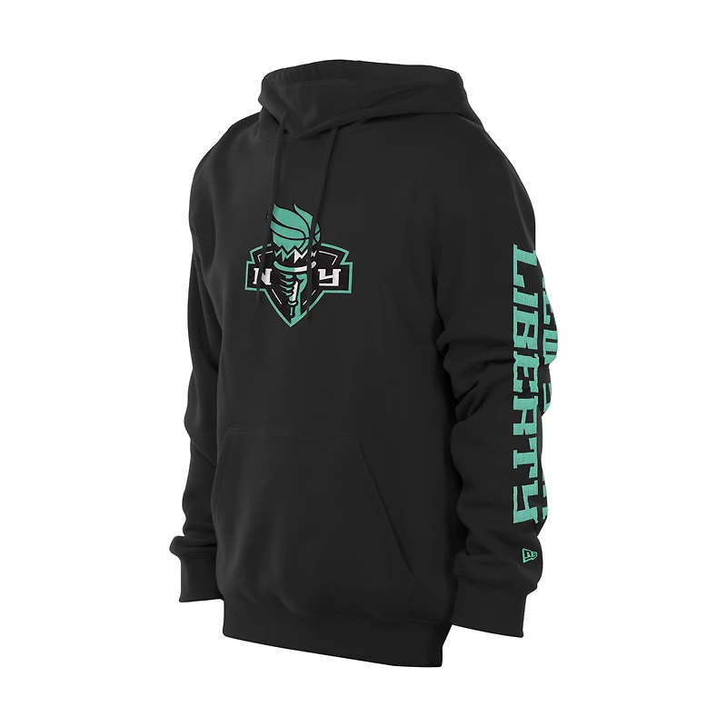 Men's New Era Black New York Liberty Wordmark Premium Fleece Pullover Hoodie