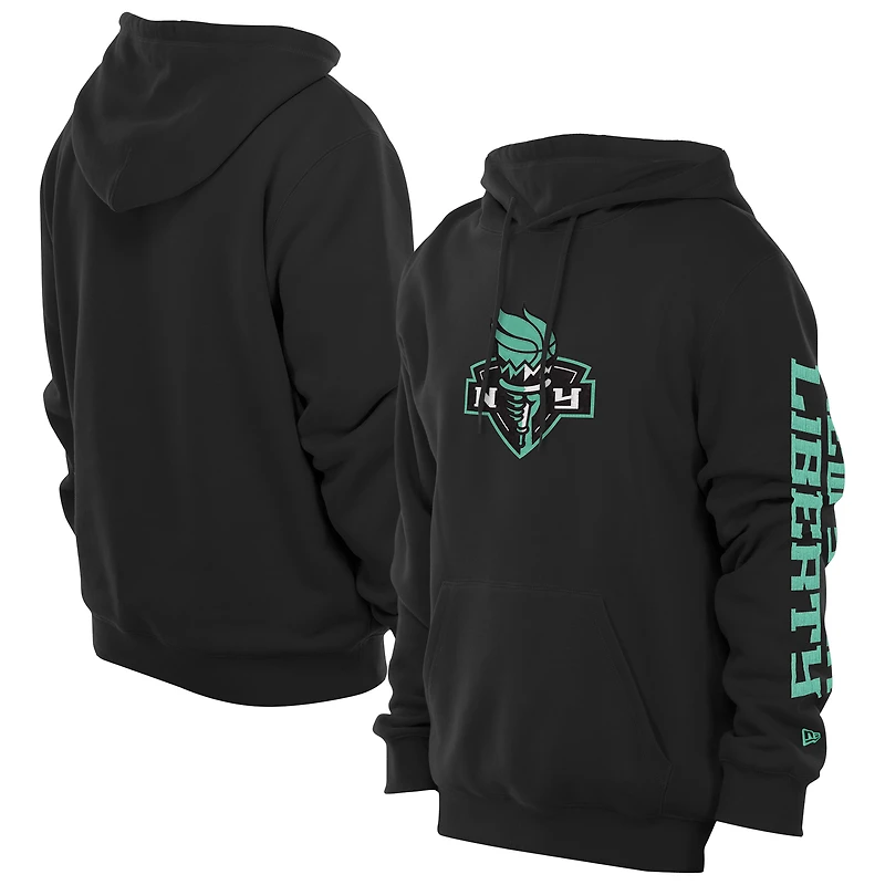 Sweat à capuche en polaire de qualité supérieure New Era noir York Liberty Wordmark pour homme