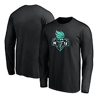 Men's  Black New York Liberty Primary Logo Long Sleeve T-Shirt