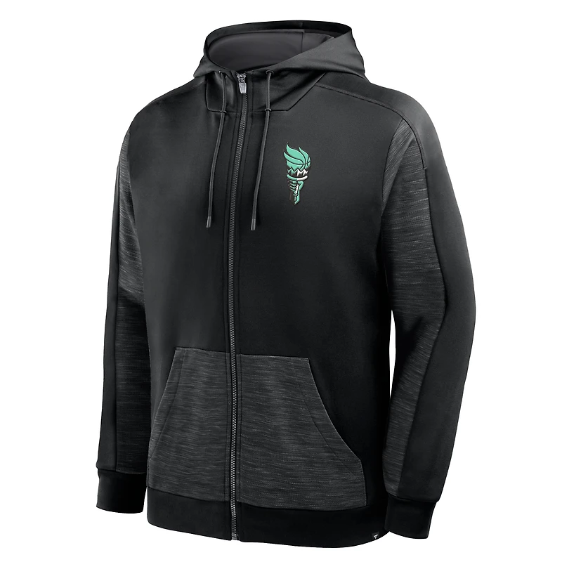 Sweat à capuche zippé noir New York Liberty Back Door Cut Play Defender pour homme
