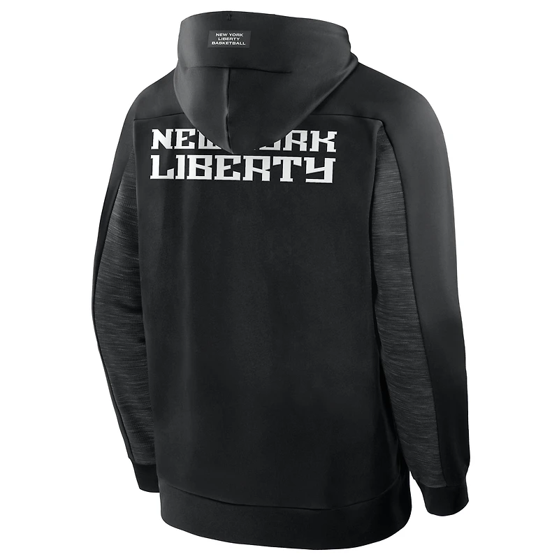 Sweat à capuche zippé noir New York Liberty Back Door Cut Play Defender pour homme
