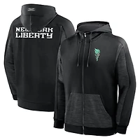 Sweat à capuche zippé noir New York Liberty Back Door Cut Play Defender pour homme