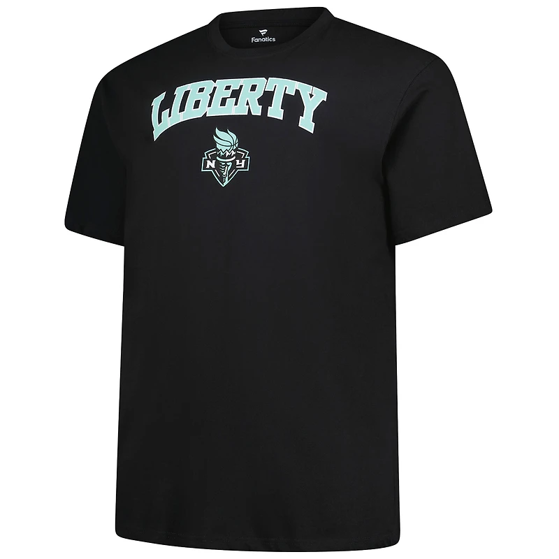 T-shirt noir Fanatics pour homme avec logo New York Liberty Big & Tall Arch