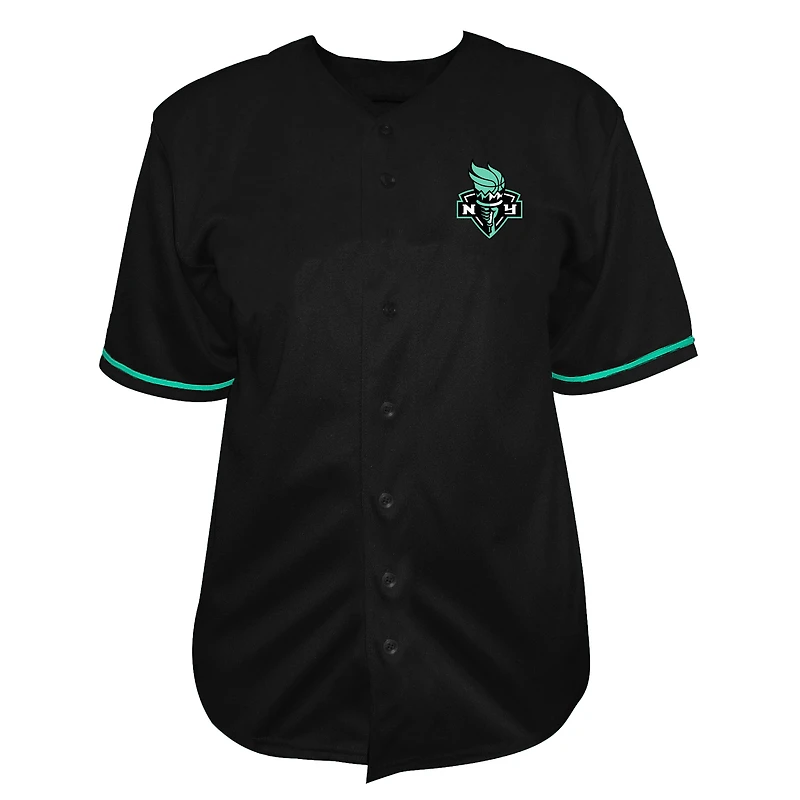 Maillot de mode Fanatics noir New York Liberty grandes tailles pour hommes, entièrement boutonné