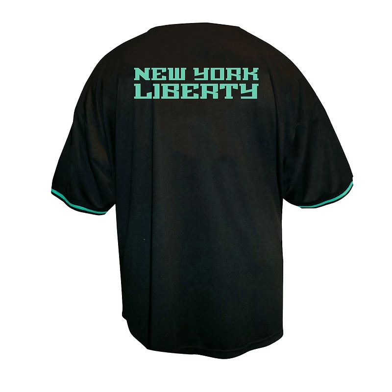 Maillot de mode Fanatics noir New York Liberty grandes tailles pour hommes, entièrement boutonné