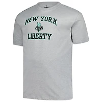 T-shirt Fanatics gris chiné pour homme, motif New York Liberty, grand et grand, cœur âme