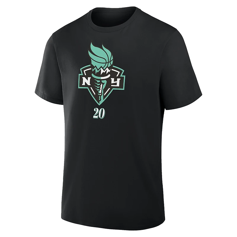 T-shirt noir pour homme Fanatics Sabrina Ionescu avec nom et numéro New York Liberty dans la peinture