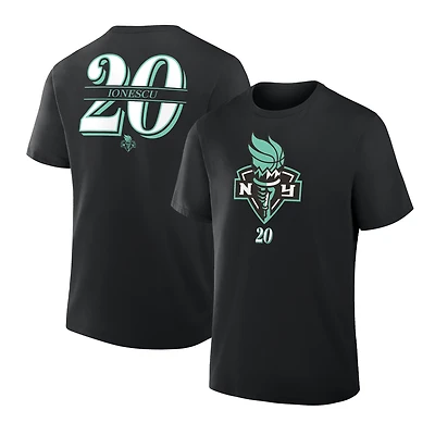 T-shirt noir pour homme Fanatics Sabrina Ionescu avec nom et numéro New York Liberty dans la peinture