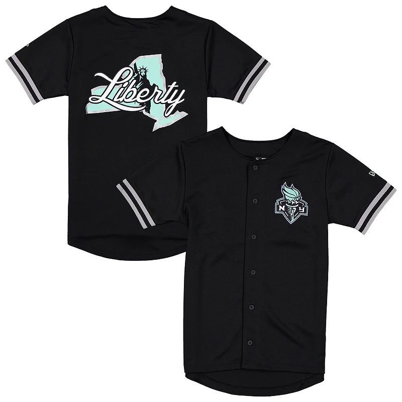 Maillot de baseball New Era noir pour homme York Liberty, édition spéciale repêchage WNBA 2026.