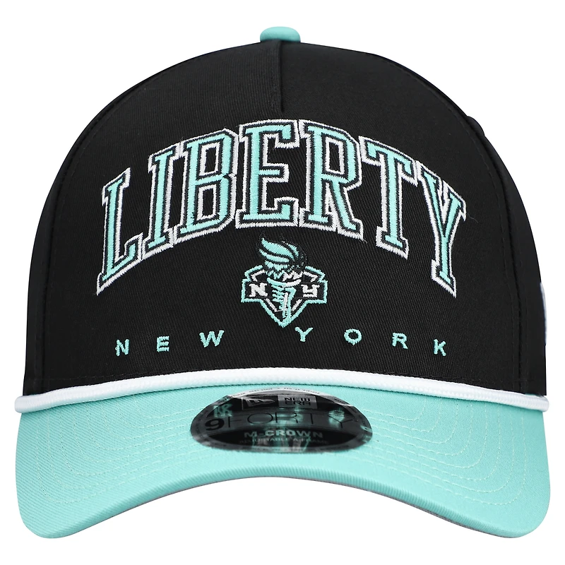 Casquette ajustable New Era noire New York Liberty Bold Arch COOLERA 9FORTY A-Frame M-Crown pour homme