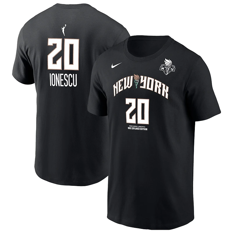T-shirt Nike Sabrina Ionescu noir pour homme, New York Liberty, avec nom et numéro