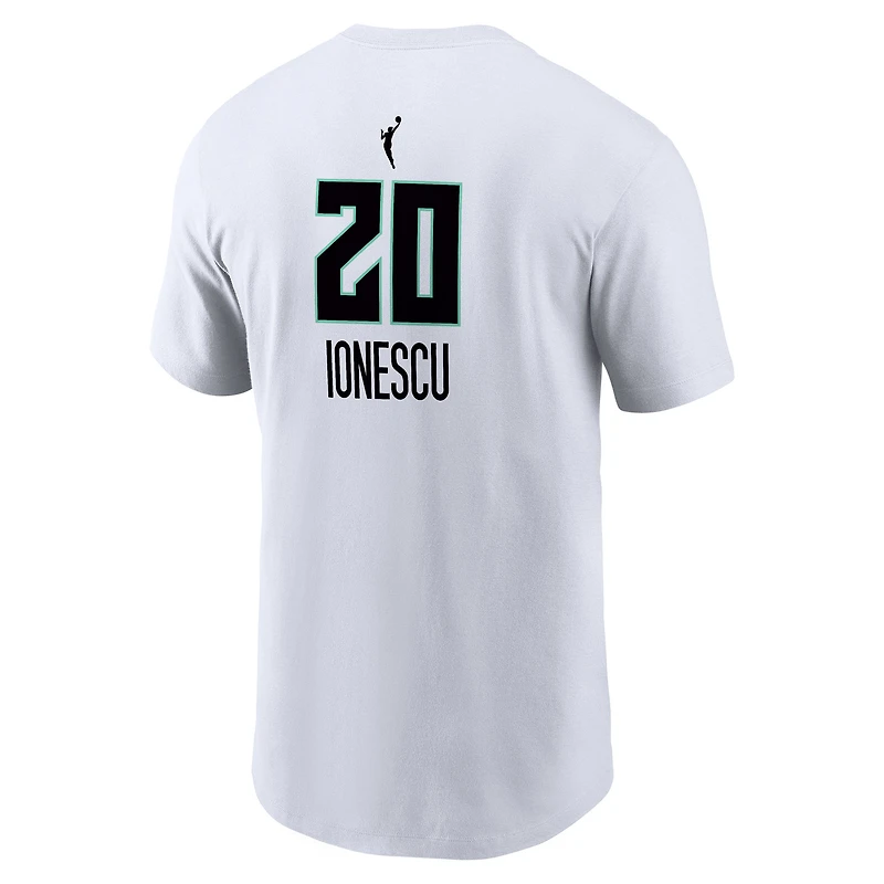 T-shirt Nike Sabrina Ionescu pour homme, blanc, édition New York Liberty Heroine, avec nom et numéro