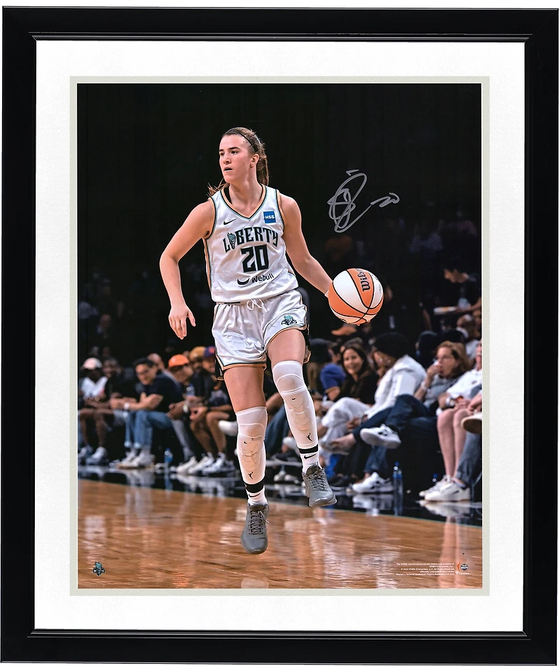 Sabrina Ionescu New York Liberty Autographed 16" x 20" Dribbling in White Jersey Photograph