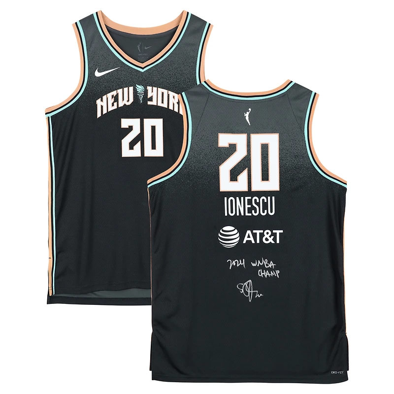 Sabrina Ionescu New York Liberty Autographed 2024 WNBA Finals Champions Black Nike Explorer Edition Jersey with "2024 WNBA Champ" Inscription