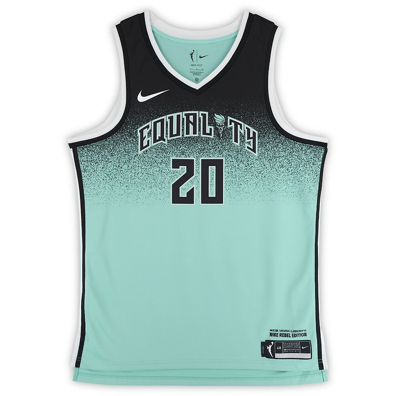 Maillot Swingman Nike Rebel Edition vert menthe dédicacé par Sabrina Ionescu des New York Liberty