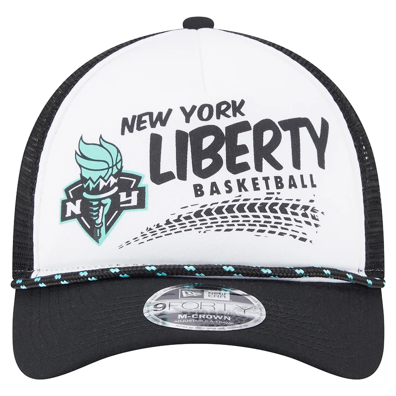 Unisex New Era  White/Black New York Liberty 9FORTY A-Frame Graphic Trucker Hat