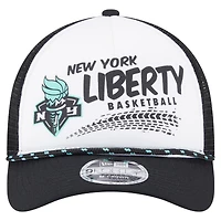 Unisex New Era  White/Black New York Liberty 9FORTY A-Frame Graphic Trucker Hat