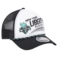 Unisex New Era  White/Black New York Liberty 9FORTY A-Frame Graphic Trucker Hat
