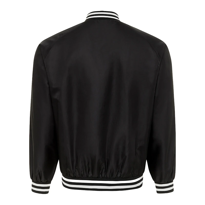 Blouson aviateur unisexe Sportiqe noir New York Liberty Rock & Roll Collection Ringo Satin Raglan à boutons-pression