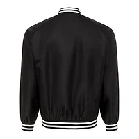 Blouson aviateur unisexe Sportiqe noir New York Liberty Rock & Roll Collection Ringo Satin Raglan à boutons-pression