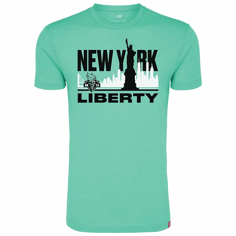 T-shirt unisexe Sportiqe Mint New York Liberty Skyline confortable en mélange de trois