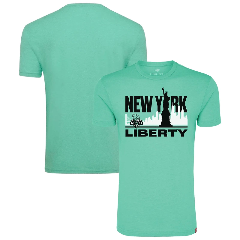 T-shirt unisexe Sportiqe Mint New York Liberty Skyline confortable en mélange de trois
