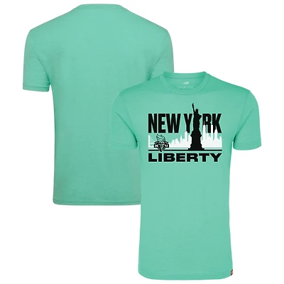 T-shirt unisexe Sportiqe Mint New York Liberty Skyline confortable en mélange de trois