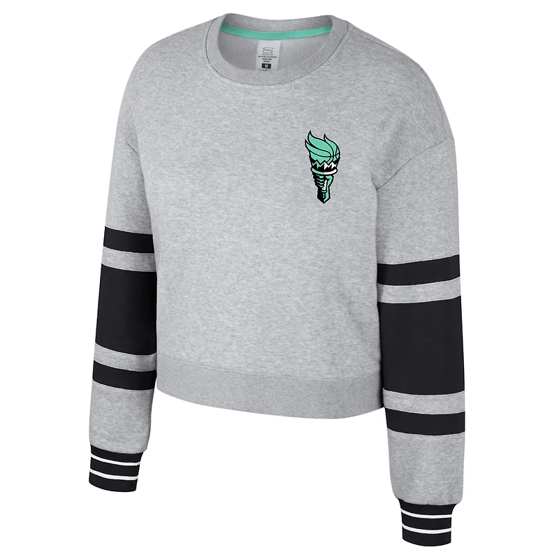Sweat-shirt court unisexe Stadium Essentials gris chiné New York Liberty