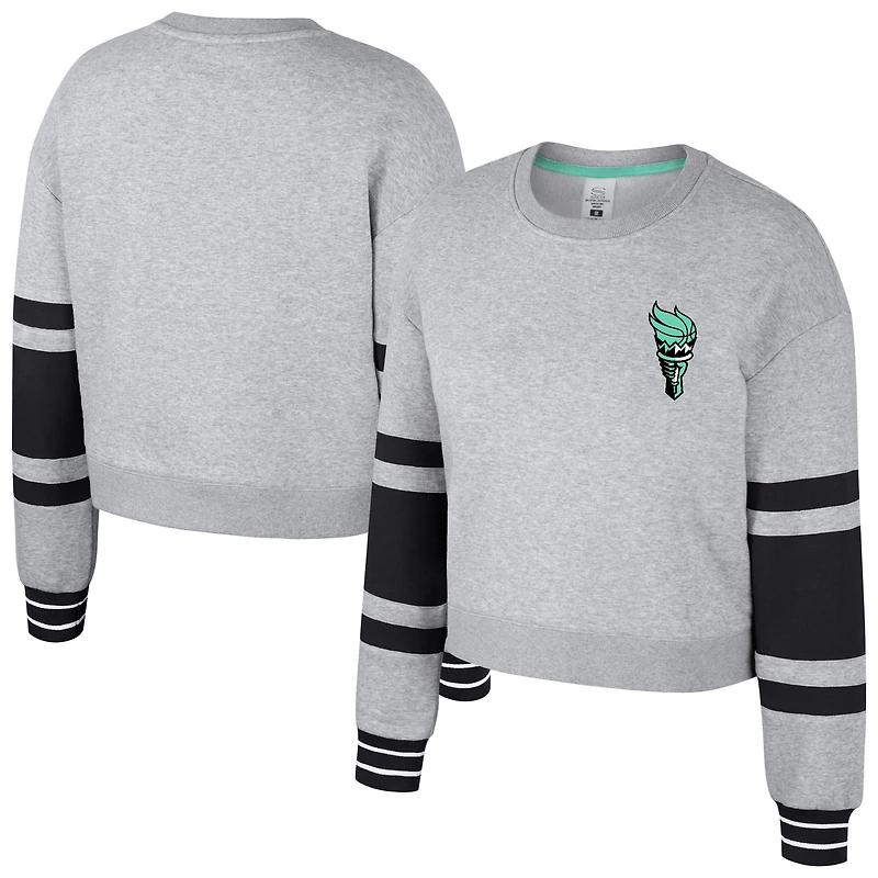Sweat-shirt court unisexe Stadium Essentials gris chiné New York Liberty