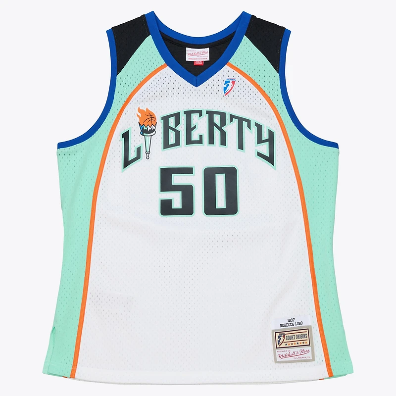 Maillot Swingman unisexe Mitchell & Ness Rebecca Lobo blanc New York Liberty Court Origins