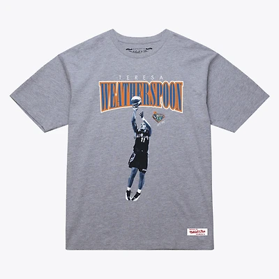 T-shirt unisexe Mitchell & Ness Teresa Weatherspoon gris chiné New York Liberty Court Origins Player Boyfriend pour femmes