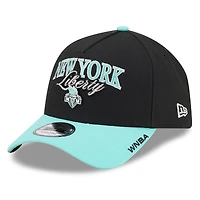 Unisex New Era Black/Mint New York Liberty WNBA Tip-Off 2026 Metal Badge A-Frame 9FORTY Adjustable Hat