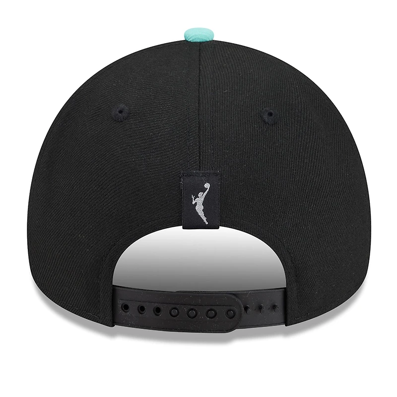 Unisex New Era Black/Mint New York Liberty WNBA Tip-Off 2026 Metal Badge A-Frame 9FORTY Adjustable Hat