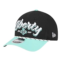 Unisex New Era  Black/Teal New York Liberty Team Loyal Script Two-Tone M-Crown 9FORTY Adjustable Hat
