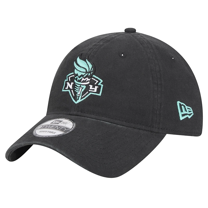 Casquette ajustable unisexe New Era noire avec logo New York Liberty Core 9TWENTY