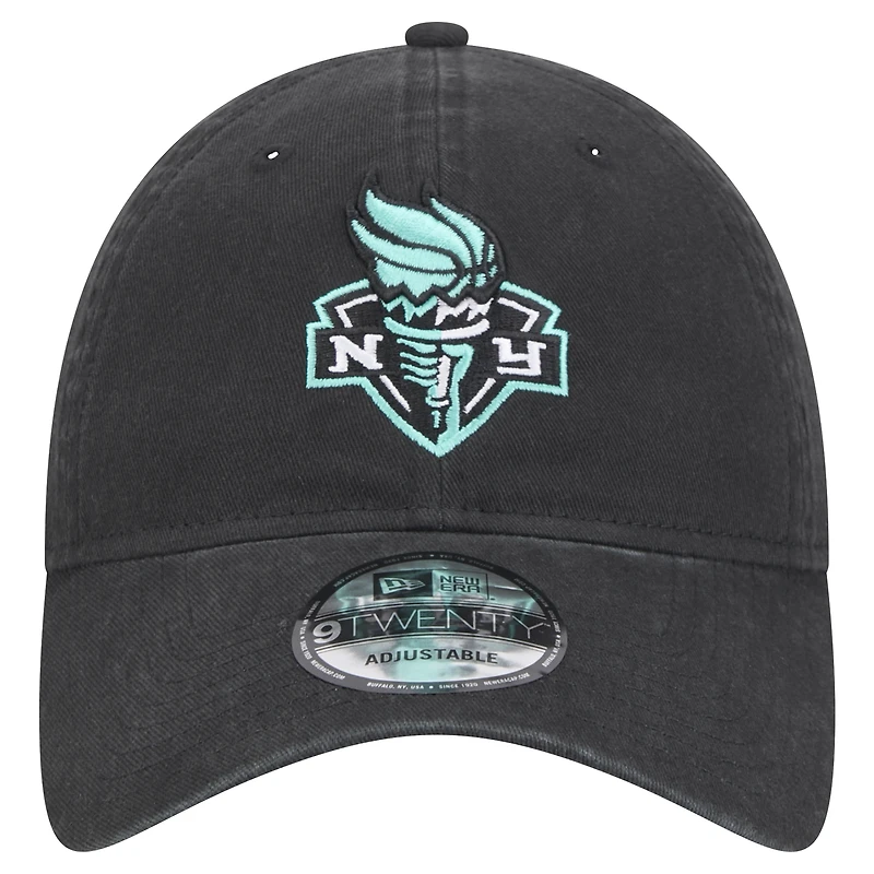 Casquette ajustable unisexe New Era noire avec logo New York Liberty Core 9TWENTY