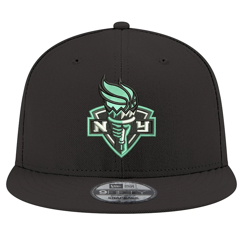 Casquette unisexe New Era noire avec logo Liberty New York 9FIFTY à pression