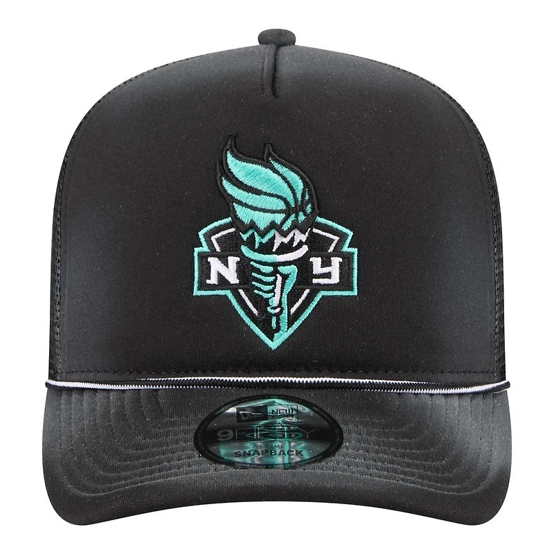 Unisex New Era Black New York Liberty Worn Foam Front 9FIFTY A-Frame Trucker Rope Snapback Hat
