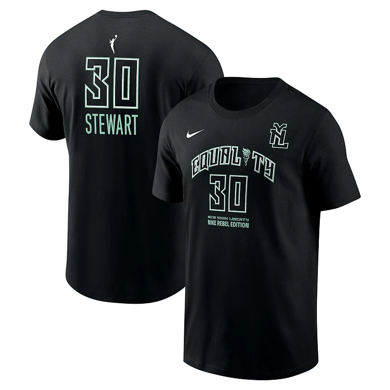 T-shirt unisexe avec nom et numéro Nike Breanna Stewart, édition New York Liberty Rebel, noir