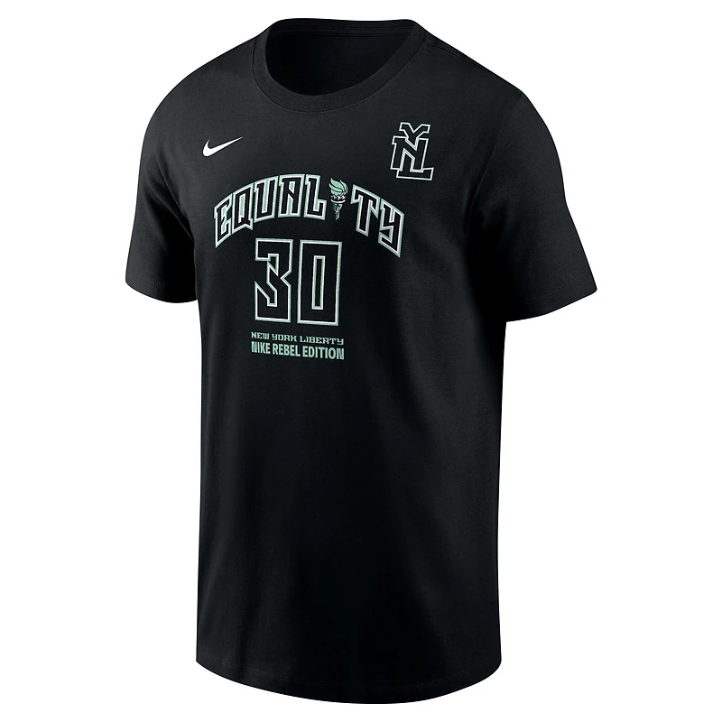 T-shirt unisexe avec nom et numéro Nike Breanna Stewart, édition New York Liberty Rebel, noir